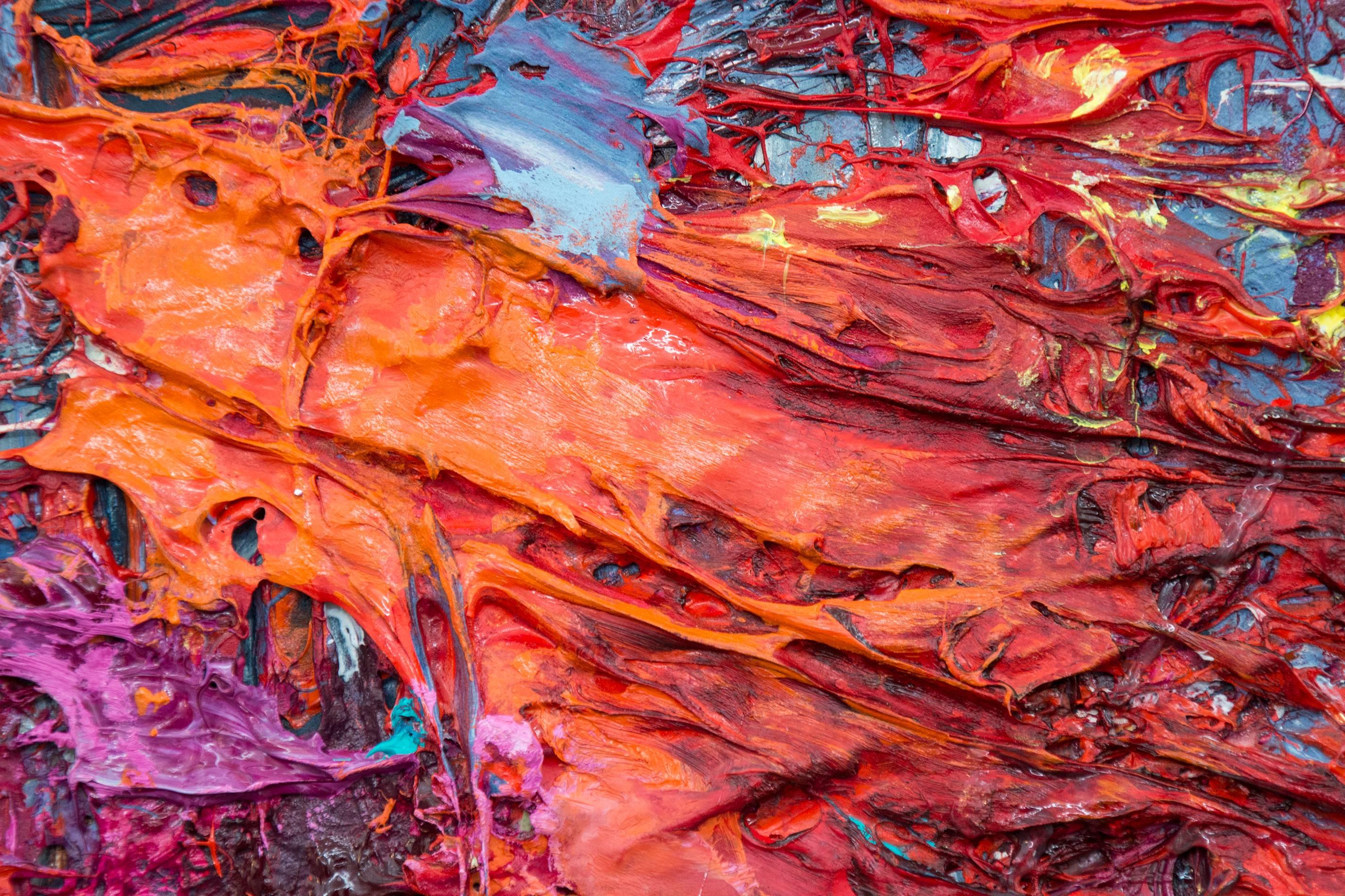 Fire Storm - bold, red-orange, impasto, abstract expressionist acrylic on canvas 1