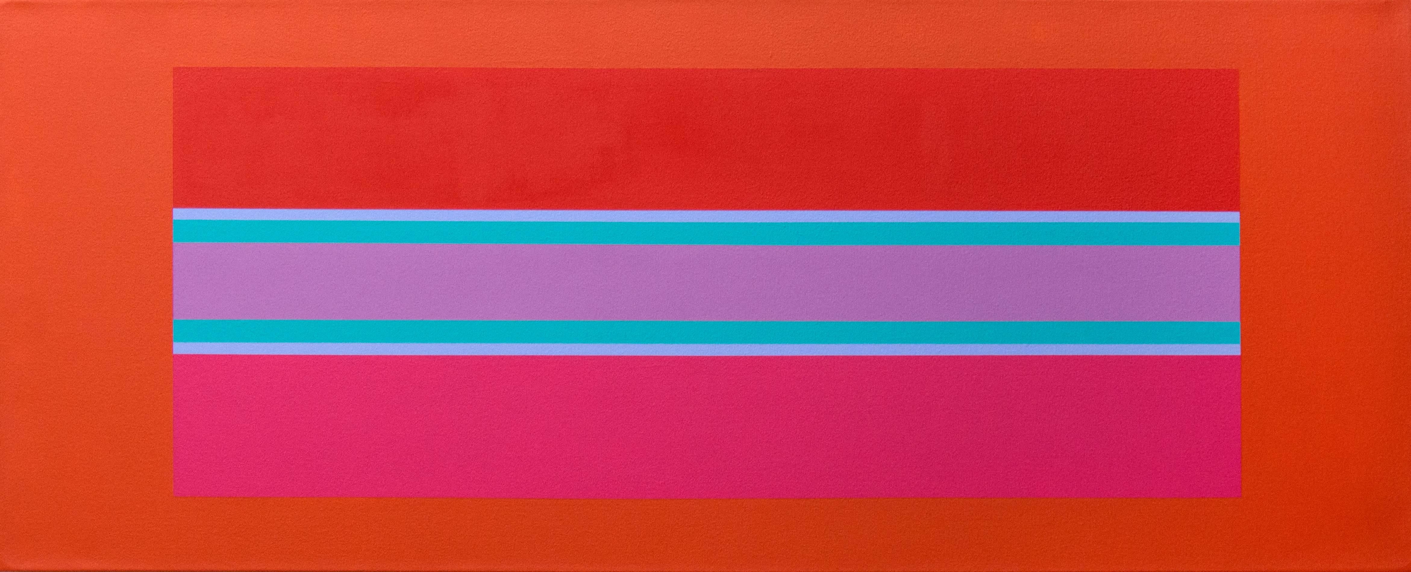 Burton Kramer Abstract Painting - Oasis No 5 - vivid, colourful geometric abstraction, modernist acrylic on canvas