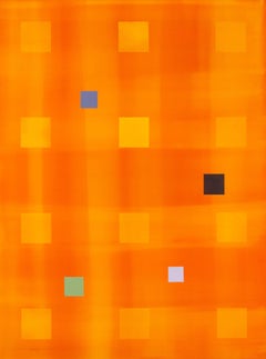 Yellow Orange Grid - bright and colourful abstracted grid acrylic painting