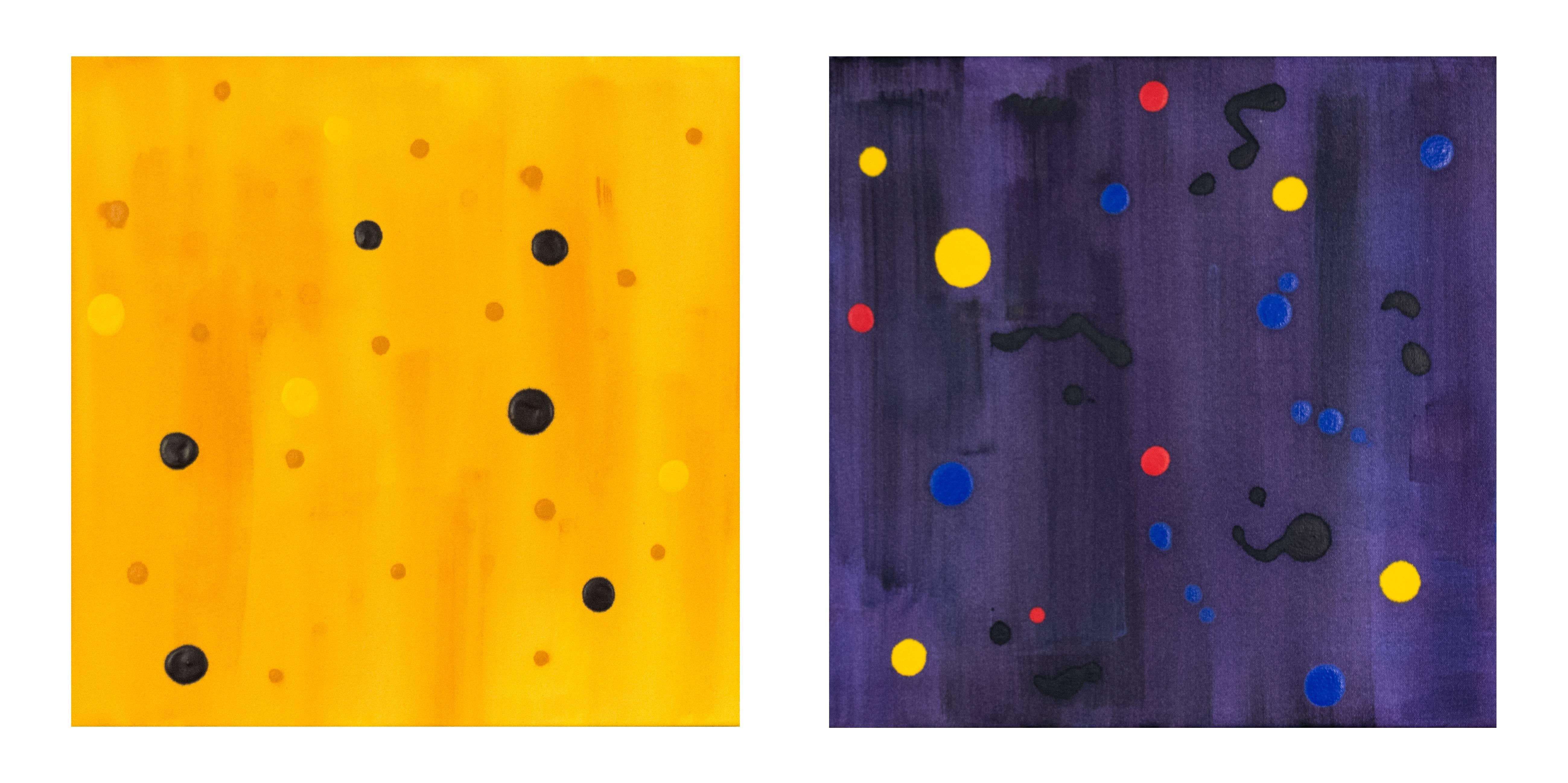 Milly Ristvedt Abstract Painting - Starry Night Yellow and Dark Energy