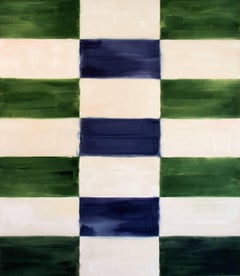 Judd - large, blue, green, abstract, geometric composition, acrylic on canvas