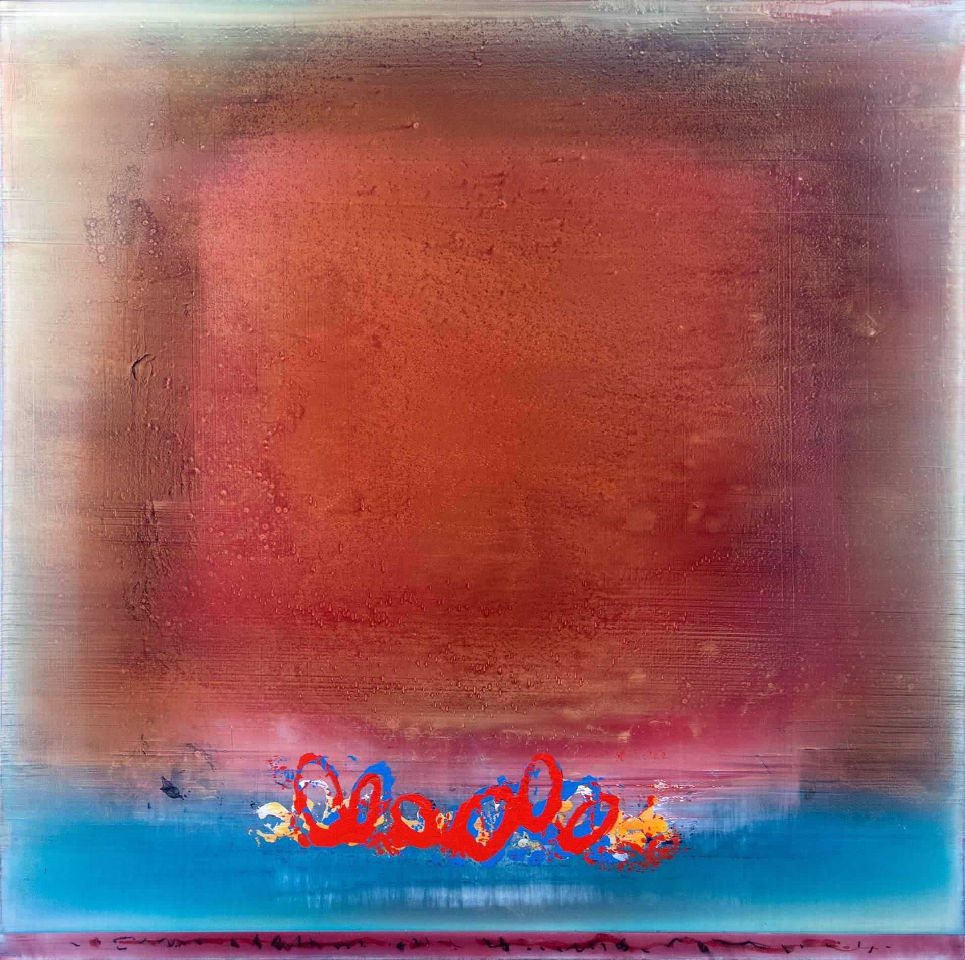 Light Seed – tiefe, farbenfrohe, abstrakte Wachsmalkreide, Acryl auf Leinwand – Painting von Alice Teichert