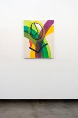 Head With Blue Line No 3 - colorful, intersecting abstract shapes on canvas