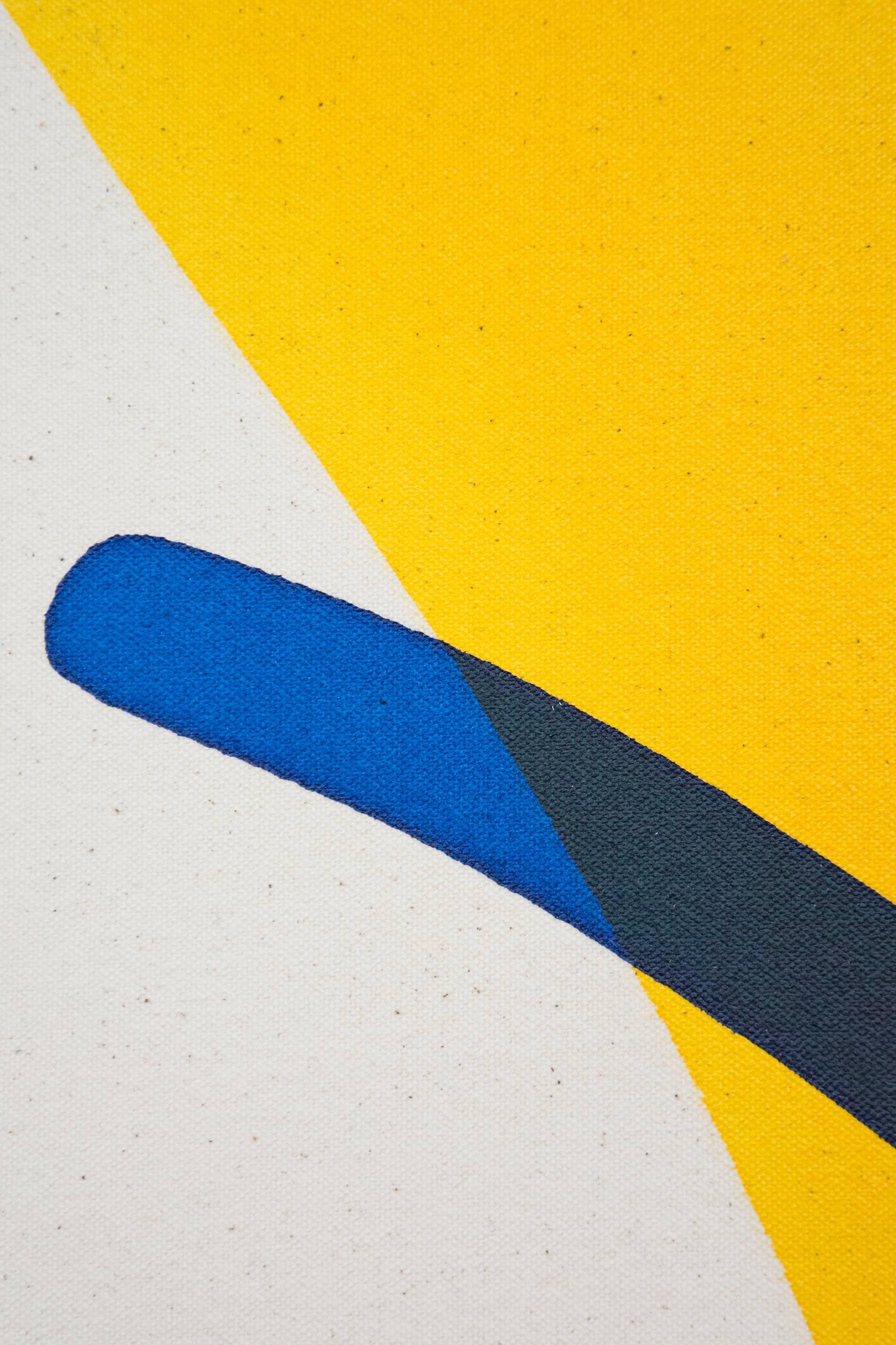 Plus Cutout With Blue Line – farbenfrohe, sich kreuzende abstrakte Formen auf Leinwand im Angebot 2