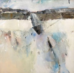 Viaggio n. 19 - bianco, blu, grigio, indigeno, astratto, acrilico su tela