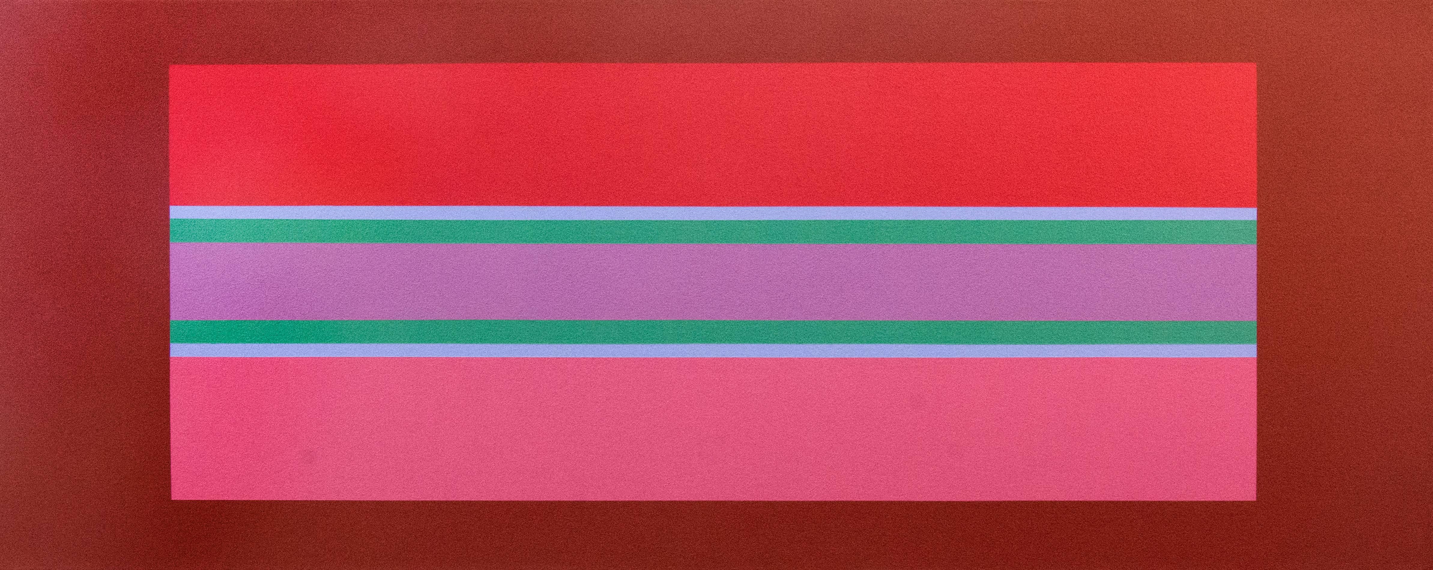 Abstract Painting di Burton Kramer - Oasis 4/4 - astrazione geometrica vivace e colorata, modernista, acrilico su tela