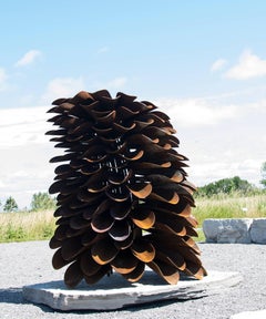 Segment - Fire Cone - large nature inspired corten steel outdoor sculpture