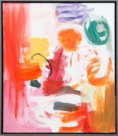 Kairoi No 09 - small, vibrant, red, orange, gestural, abstract, oil on canvas