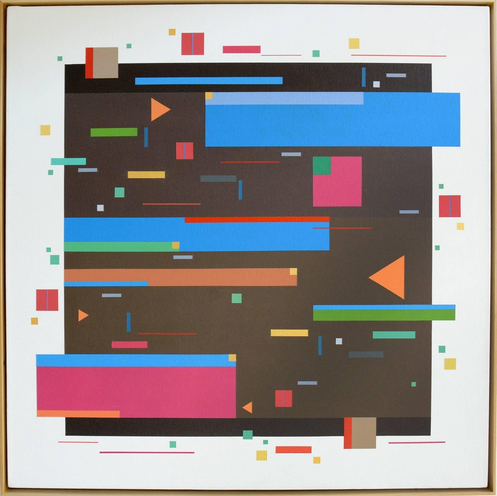 Line Dance 3B - colourful, geometric abstraction, modernist, acrylic on panel - Painting by Burton Kramer