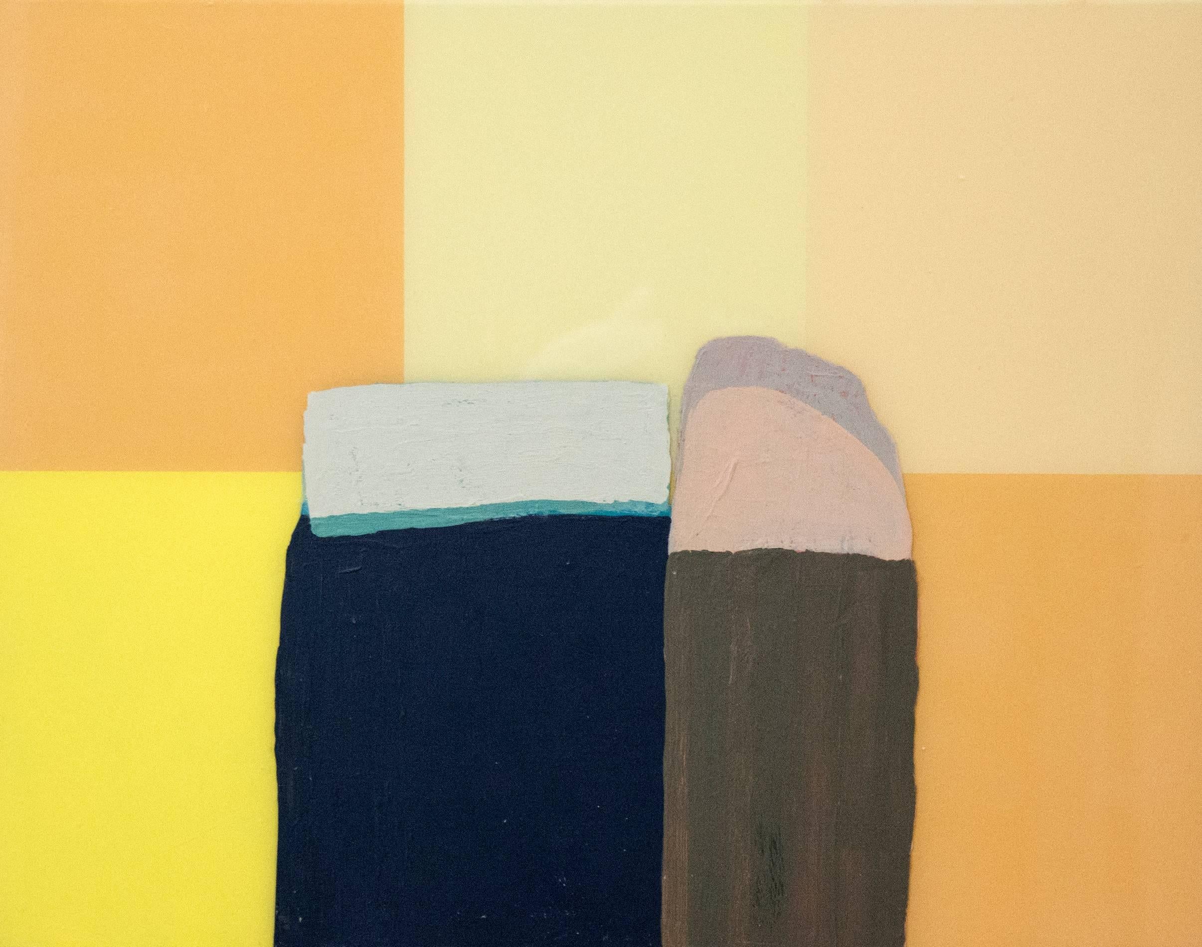 David Cantine Abstract Painting - Things With Tops - small, orange, minimalist, still life on plexiglass