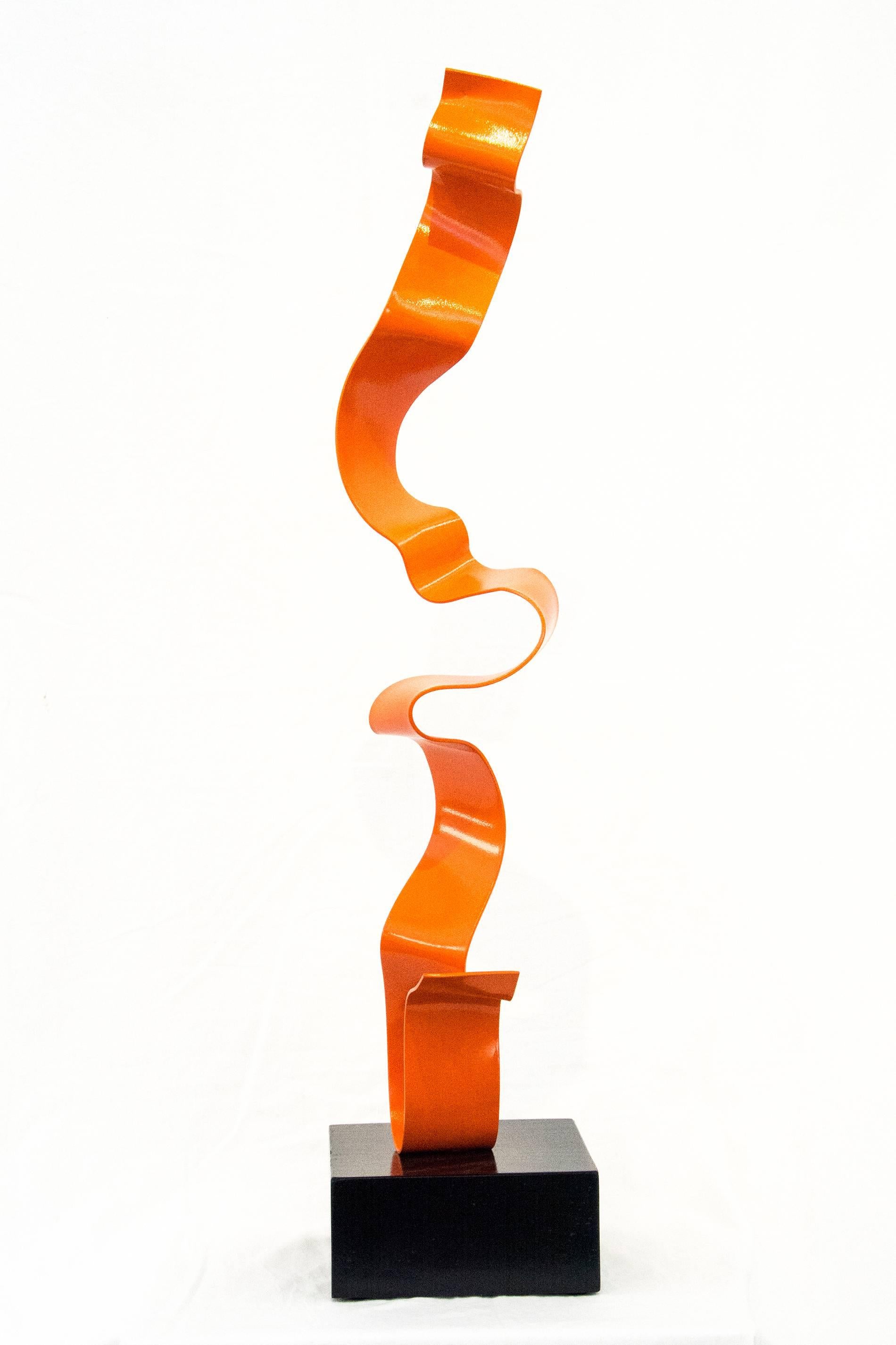 Unwound Orange - Brown Abstract Sculpture by Mark Birksted