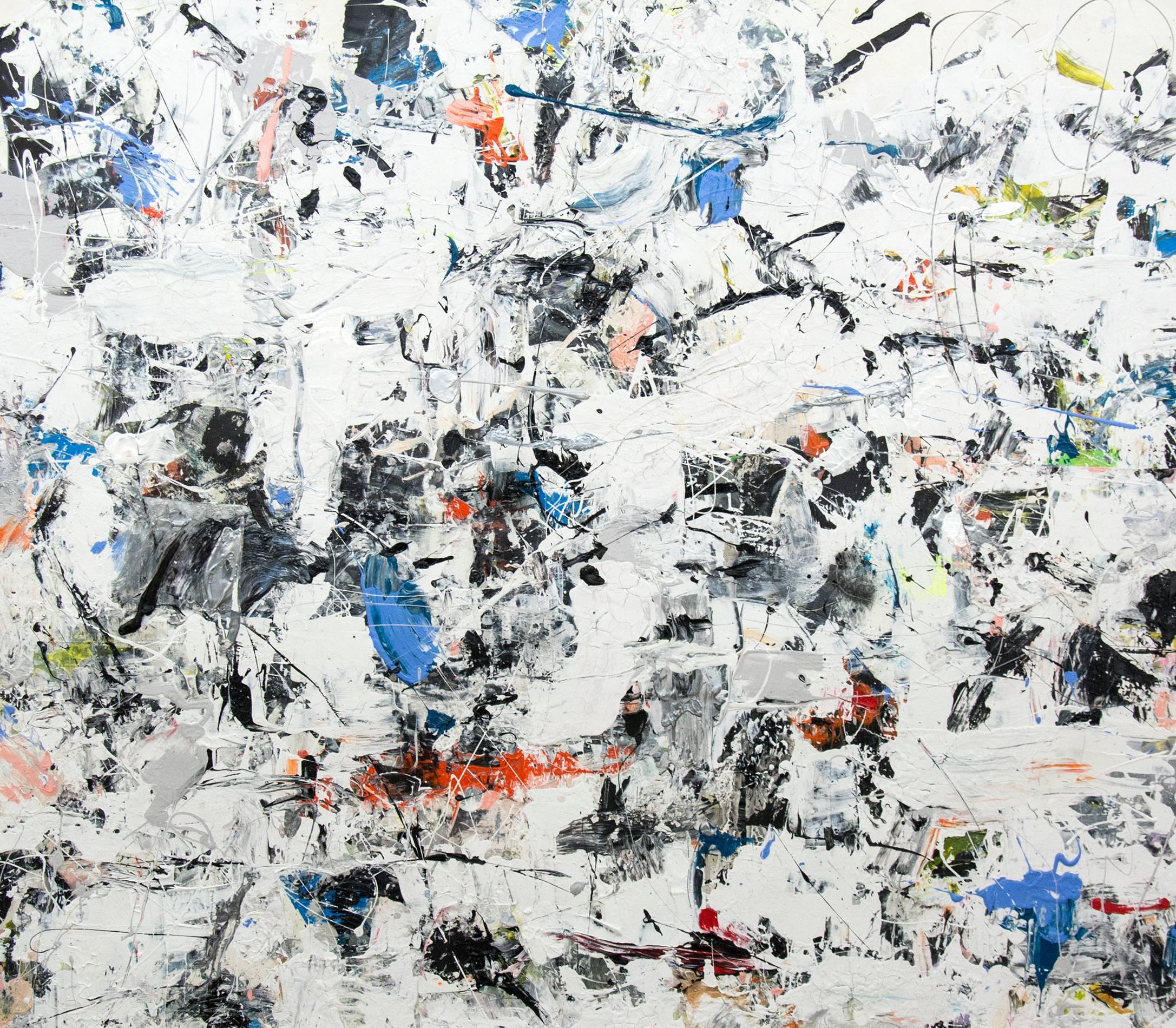Industria – heller, kühner, farbenfroher, abstrakter expressionistischer Künstler, Acryl auf Papier – Painting von Adam Cohen