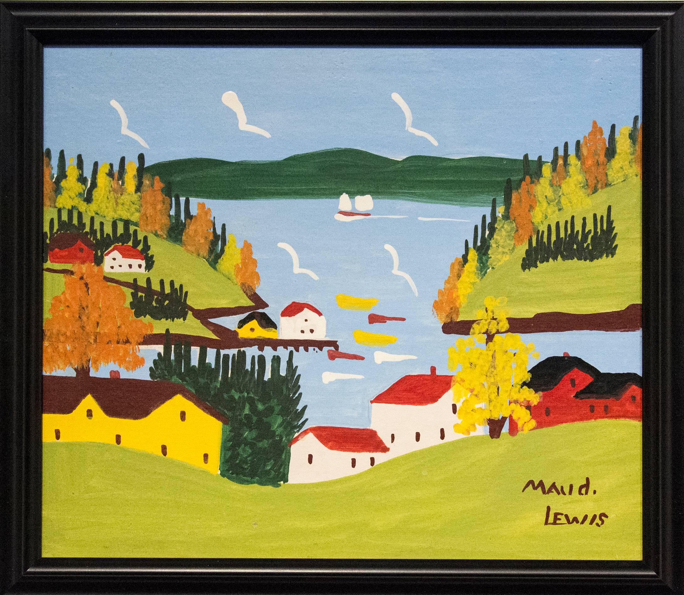 Maud Lewis Landscape Painting - Sandy Cove In Fall Low Tide