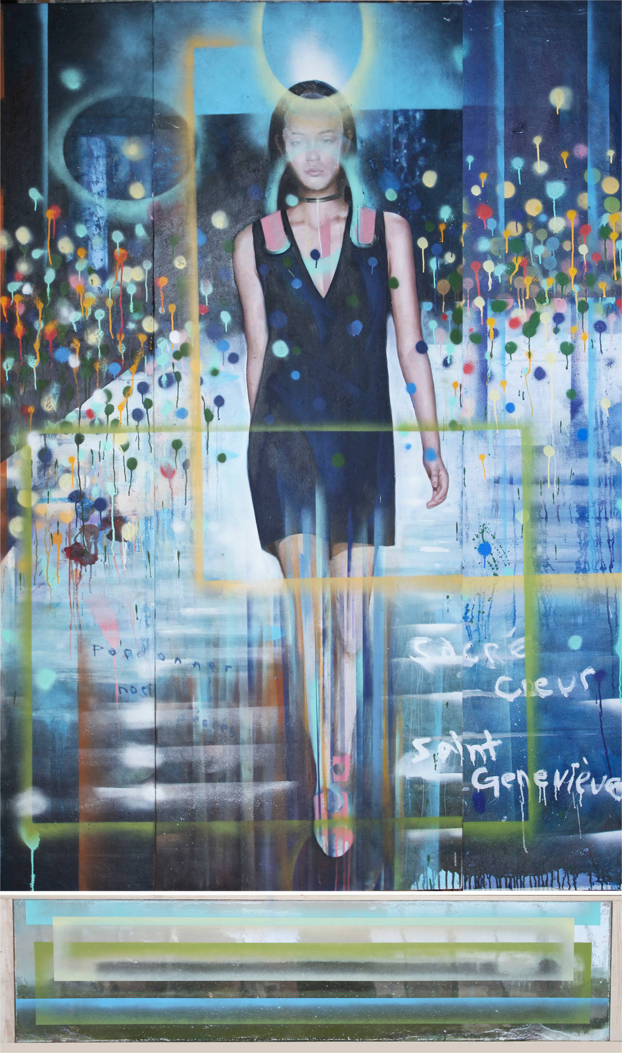 Sacré-Coeur - large, fashion, female, abstract, graffiti, resin, acrylic, panel