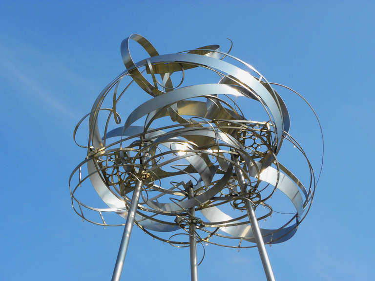 Cumulus III - large, tall outdoor cloud shaped stainless steel sculpture
