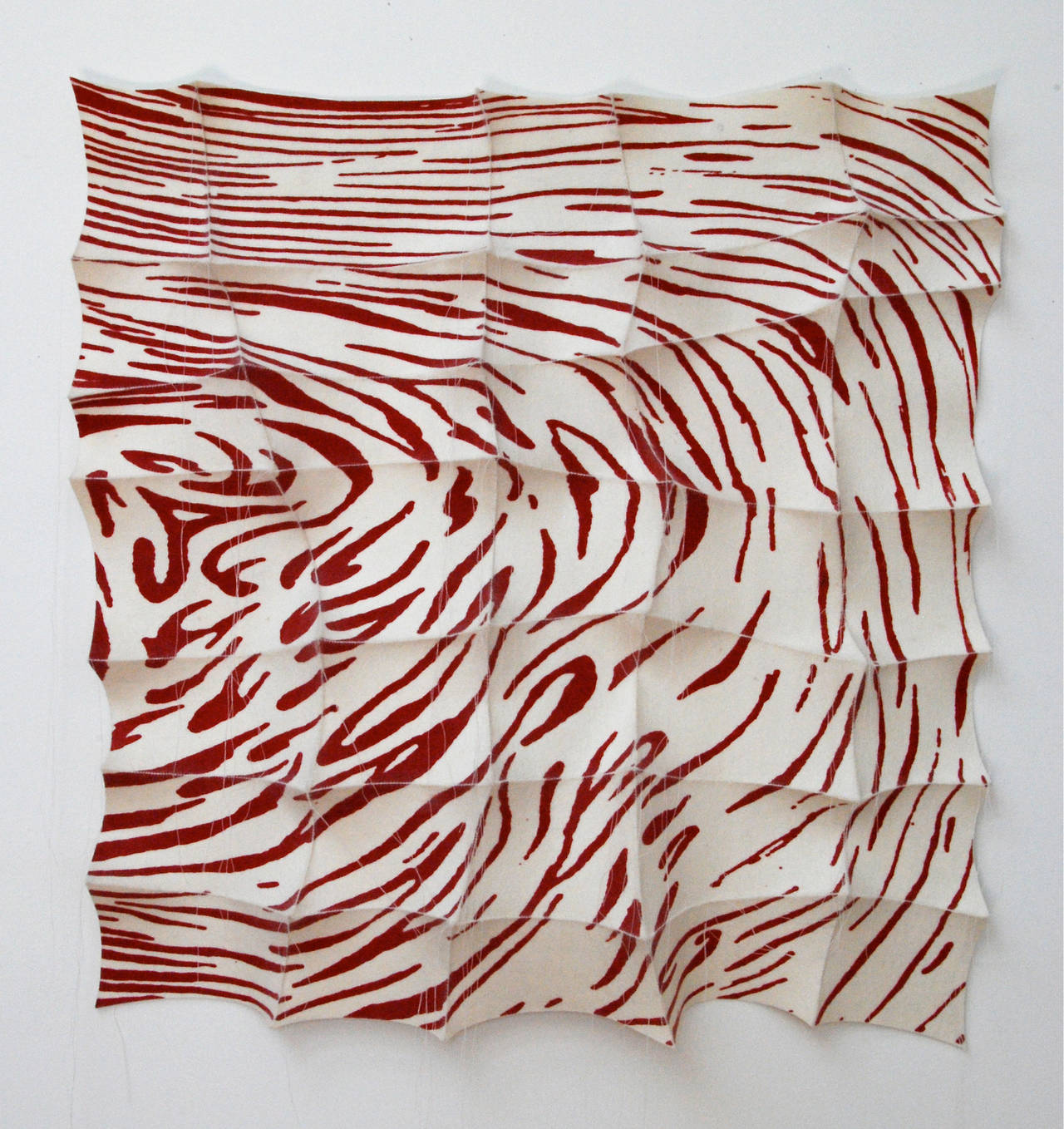 Yeokryu - red, white, screenprint, animal pattern, wall hanging, textile - Mixed Media Art by Chung-Im Kim