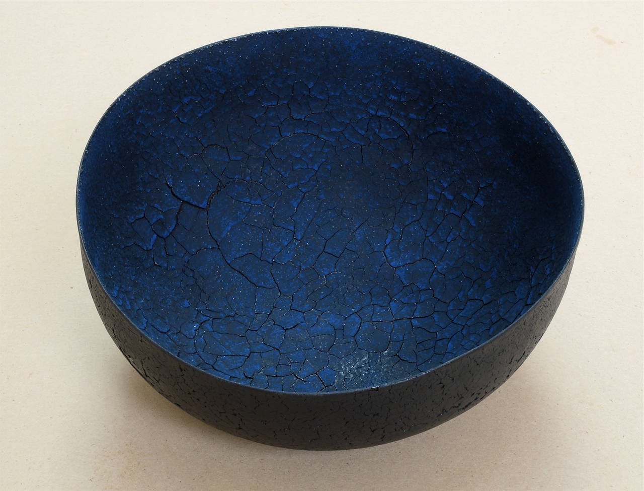 Steven Heinemann Abstract Sculpture - Untitled (Blue Bowl) - rich, textured, nature inspired, ceramic bowl vessel
