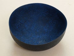 Untitled (Blue Bowl) - rich, textured, nature inspired, ceramic bowl vessel