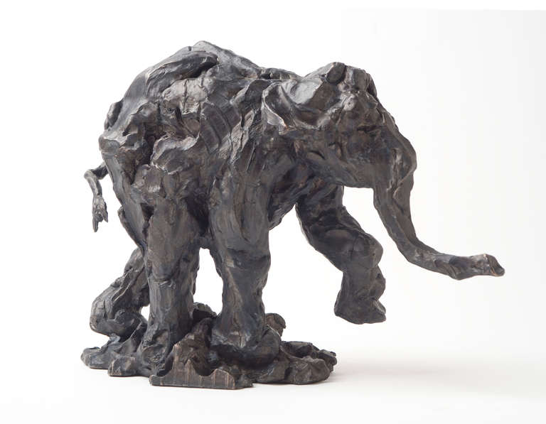 Untitled No 38 2/8 (Elephant Series) - animal, figurative, bronze statuette - Sculpture by Richard Tosczak