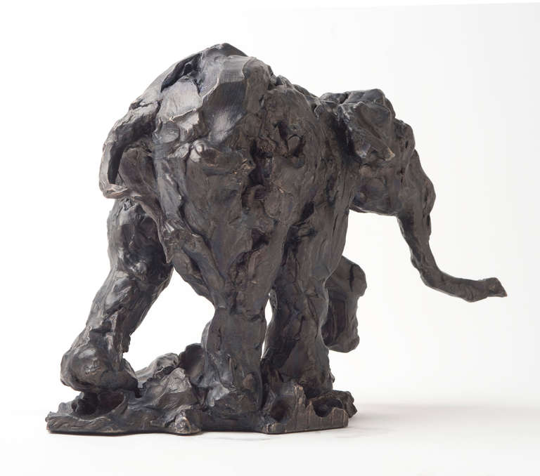 Untitled No 38 2/8 (Elephant Series) - animal, figurative, bronze statuette - Contemporary Sculpture by Richard Tosczak