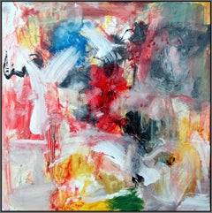 Denouement No 28 - small, vibrant, colourful, gestural abstract, oil on canvas