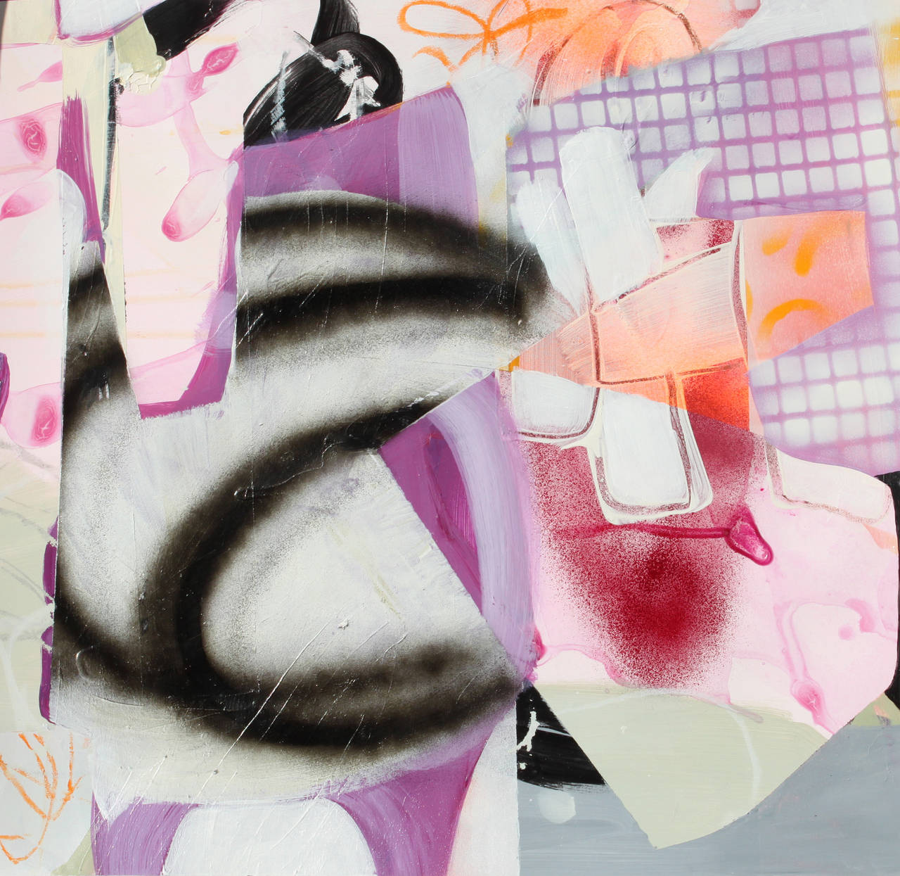 Composition No 18 - colorful collage in violet, peach, pink and tangerine - Art by Fiona Ackerman