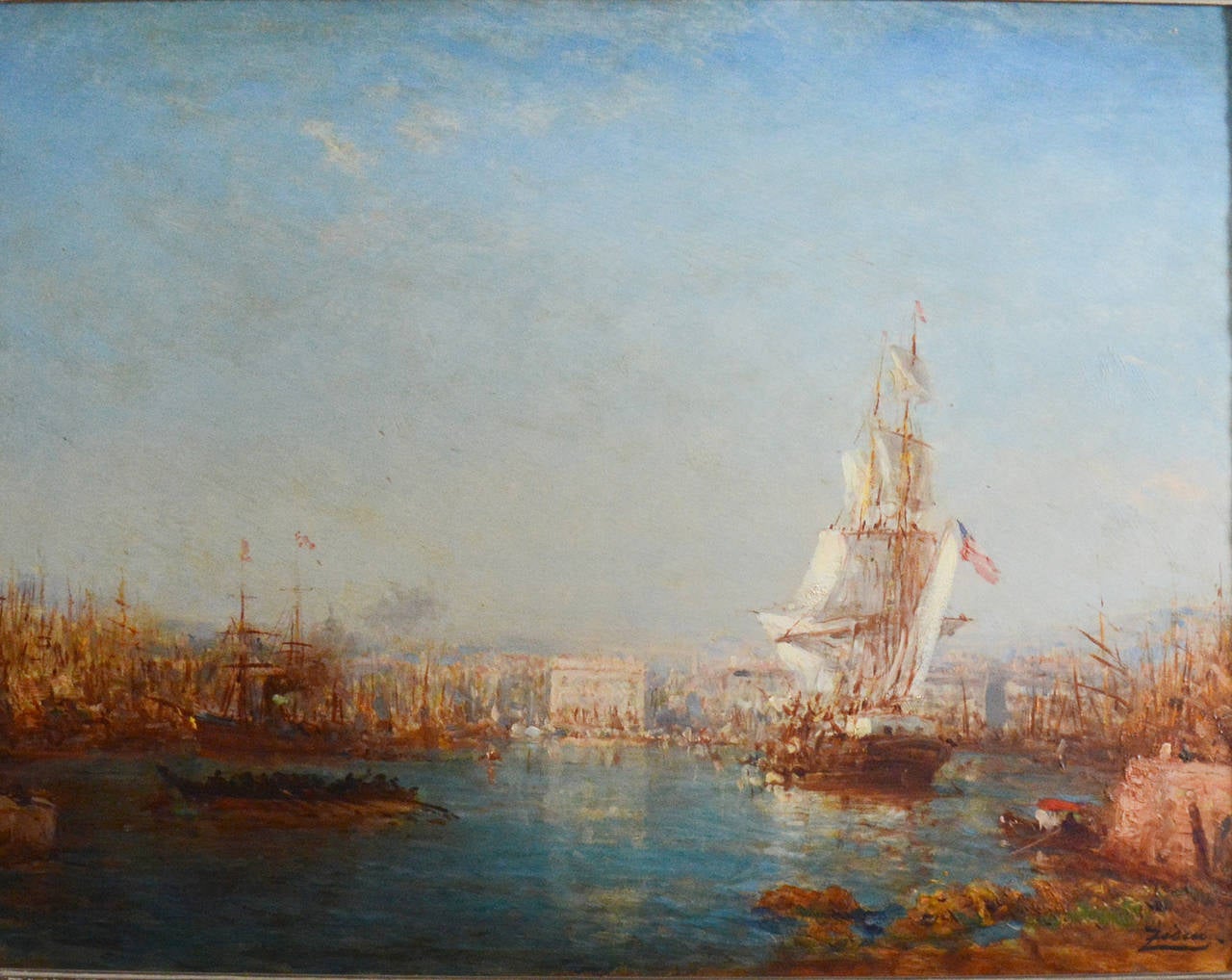 Felix Ziem Landscape Painting - Naples Harbour