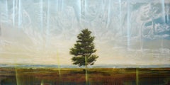 Guardian II - large, tree, landscape, impressionist, acrylic, resin on panel