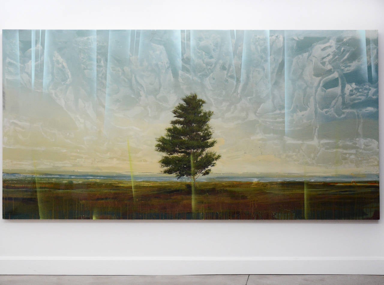 Guardian II - large, tree, landscape, impressionist, acrylic, resin on panel For Sale 2