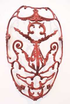 Akai Koi AP - red, rustic, baroque, face, figurative, bronze wall sculpture