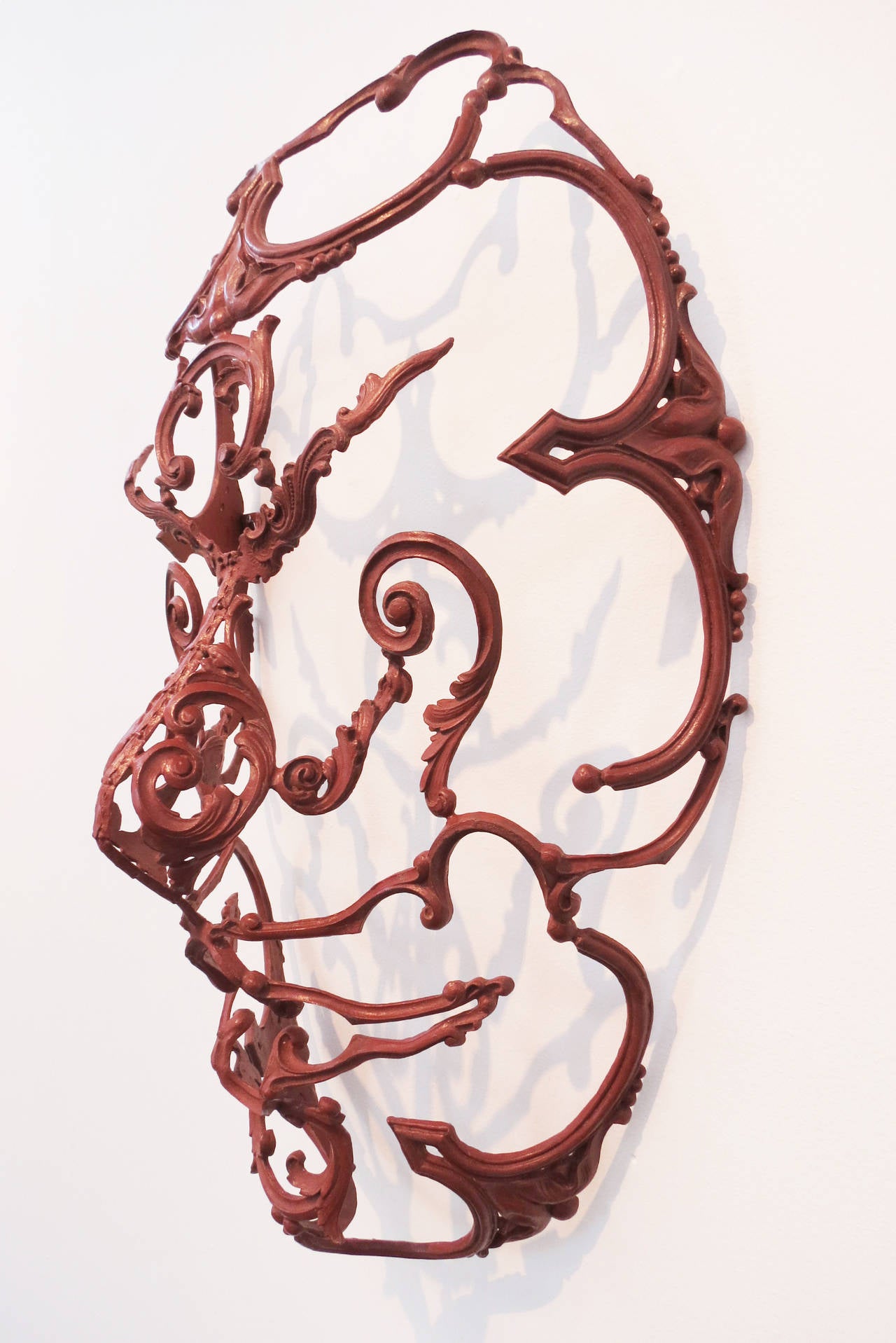 Akai Koi AP - red, rustic, baroque, face, figurative, bronze wall sculpture - Sculpture by Dale Dunning