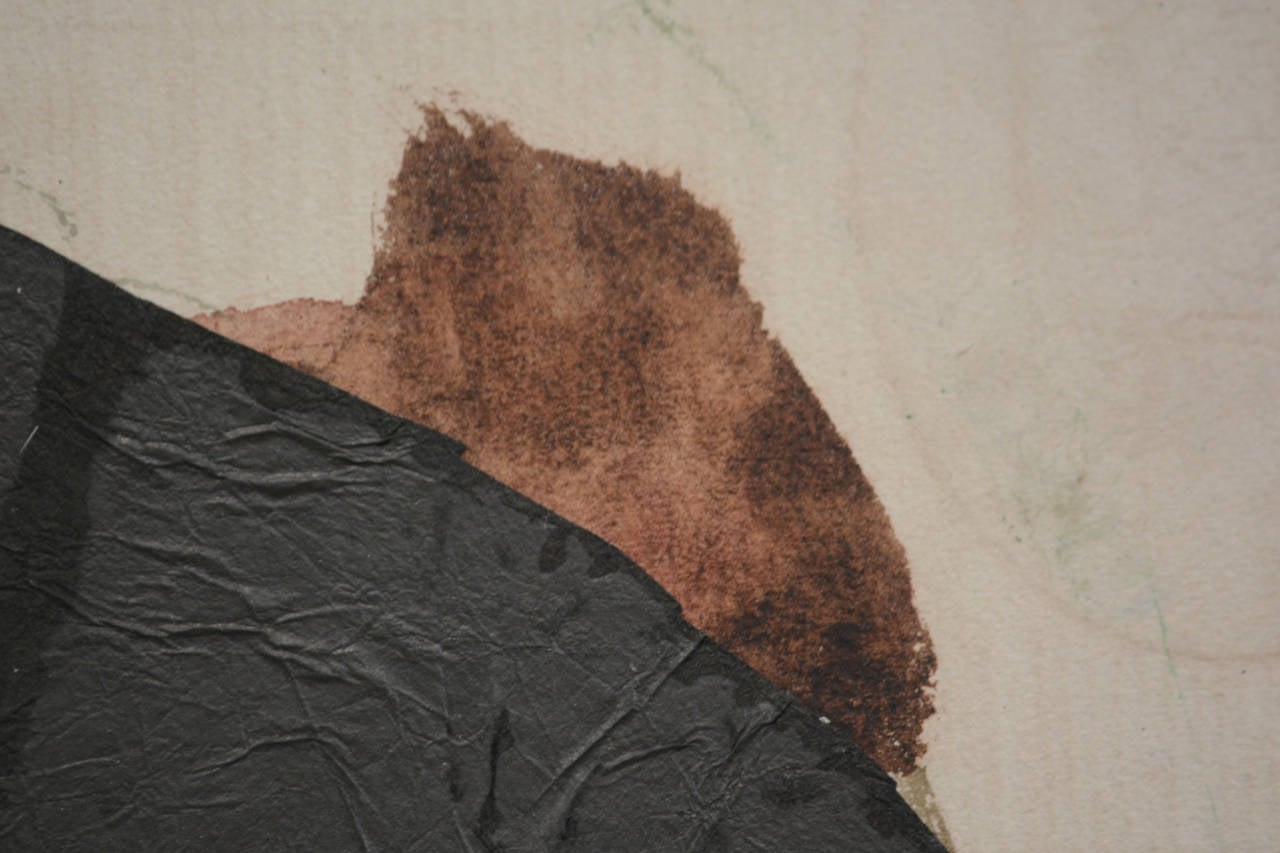 Monumentaler Berg – intime, kubistische, abstrahierte Landschaft, Mischtechnik auf Papier (Grau), Abstract Drawing, von Otto Donald Rogers