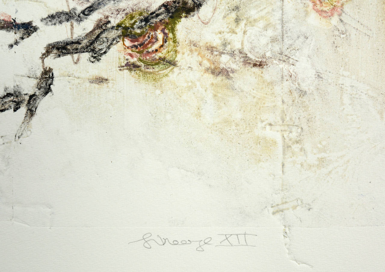 Lineage XII - delicate, copper, oil ink, sketch, monoprint on archival paper - Contemporary Art by Susan Collett