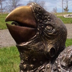 Grande paille, rustique, figurative, animal, oiseau, sculpture d'extrieur