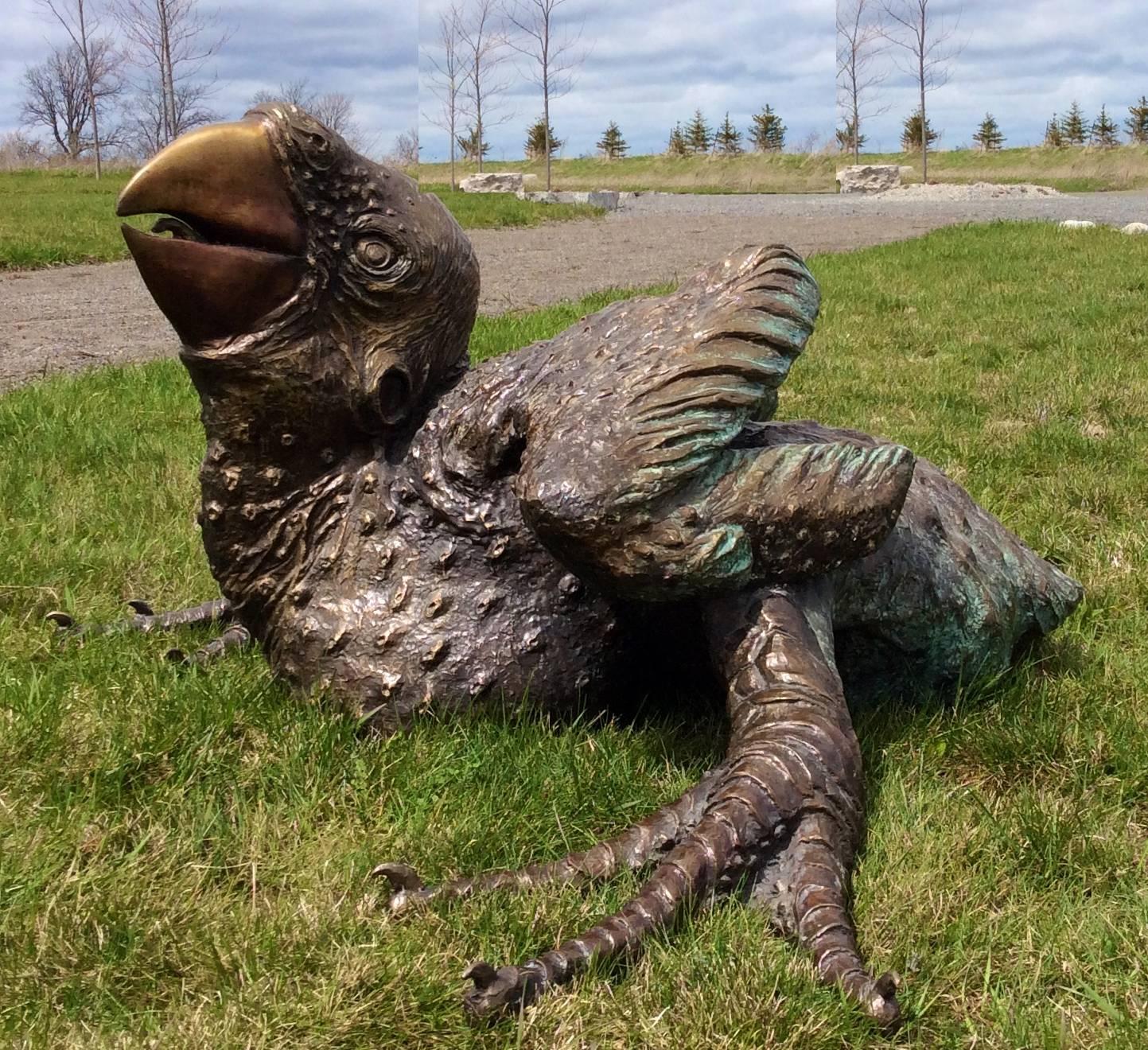 Macaw  groe, rustikale, figurative Skulptur, Tier, Vogel, Bronze – Sculpture von Nicholas Crombach