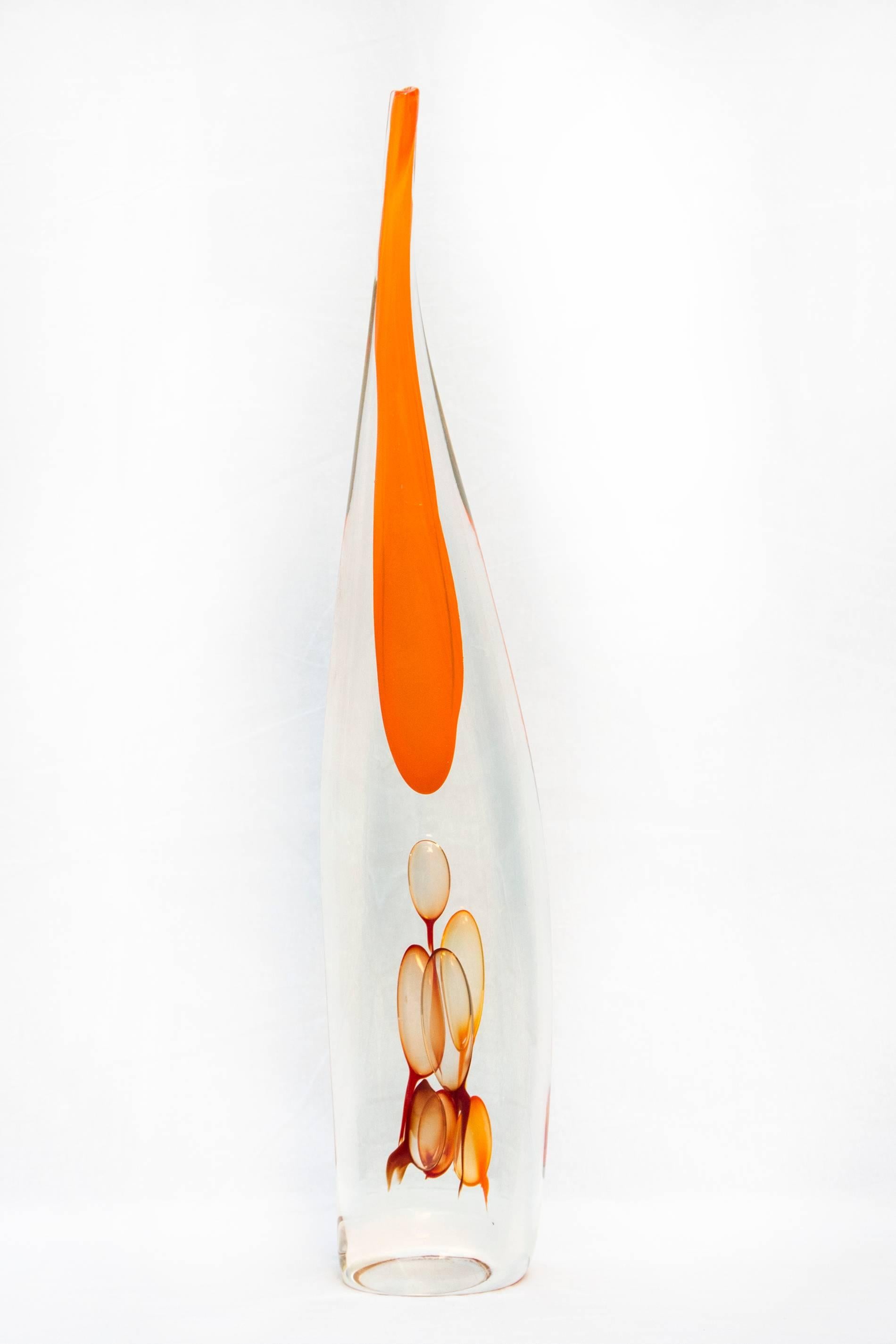 Eileen Gordon Abstract Sculpture - Evolution Bottle - Tall Orange