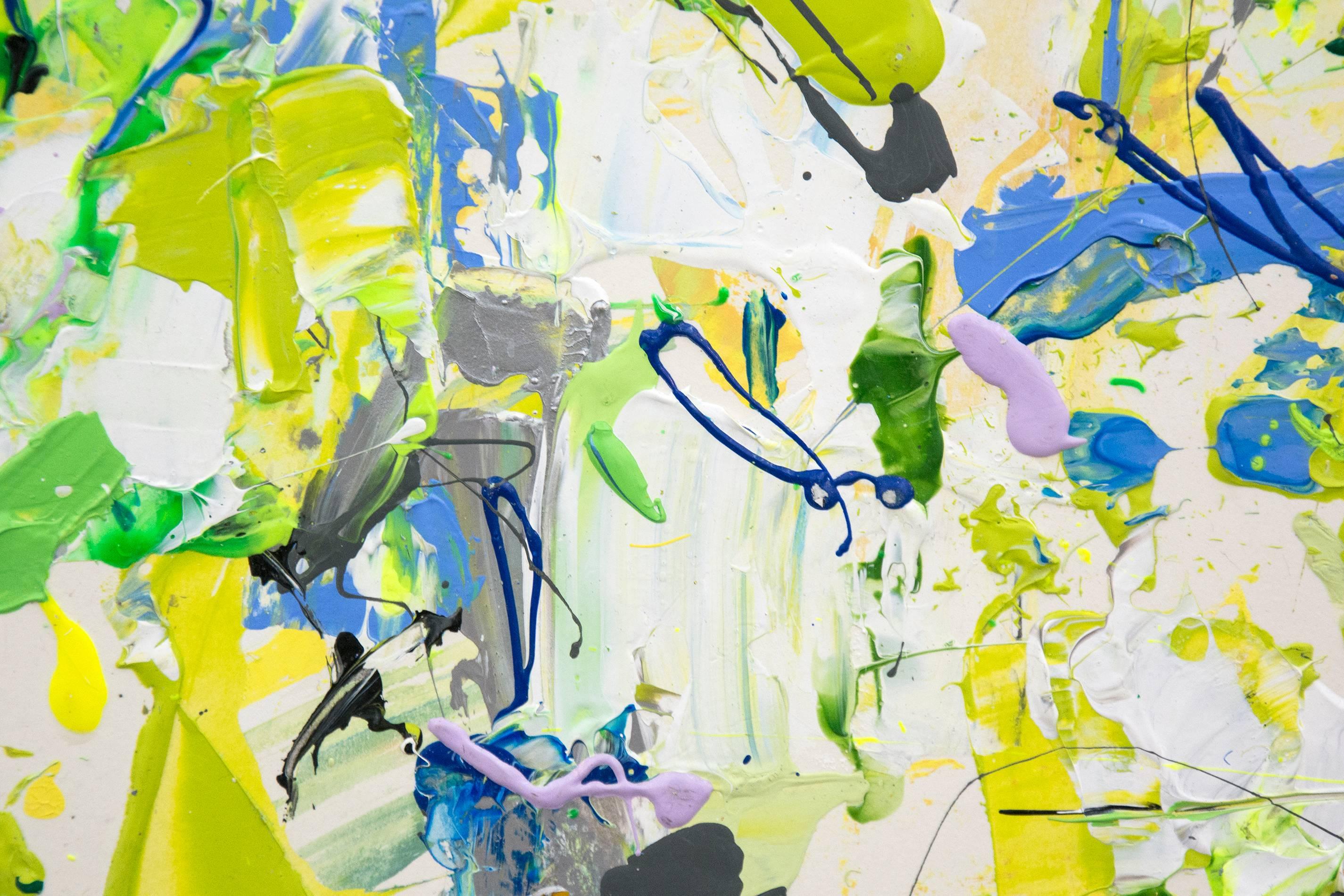 Abstract and gestural painting, with shades of green, yellow and cornflower blue - the colors of late spring and early summer. 

Adam Cohen earned his BFA at Philadelphia's Tyler School of Art at Temple University. He also studied at the School of