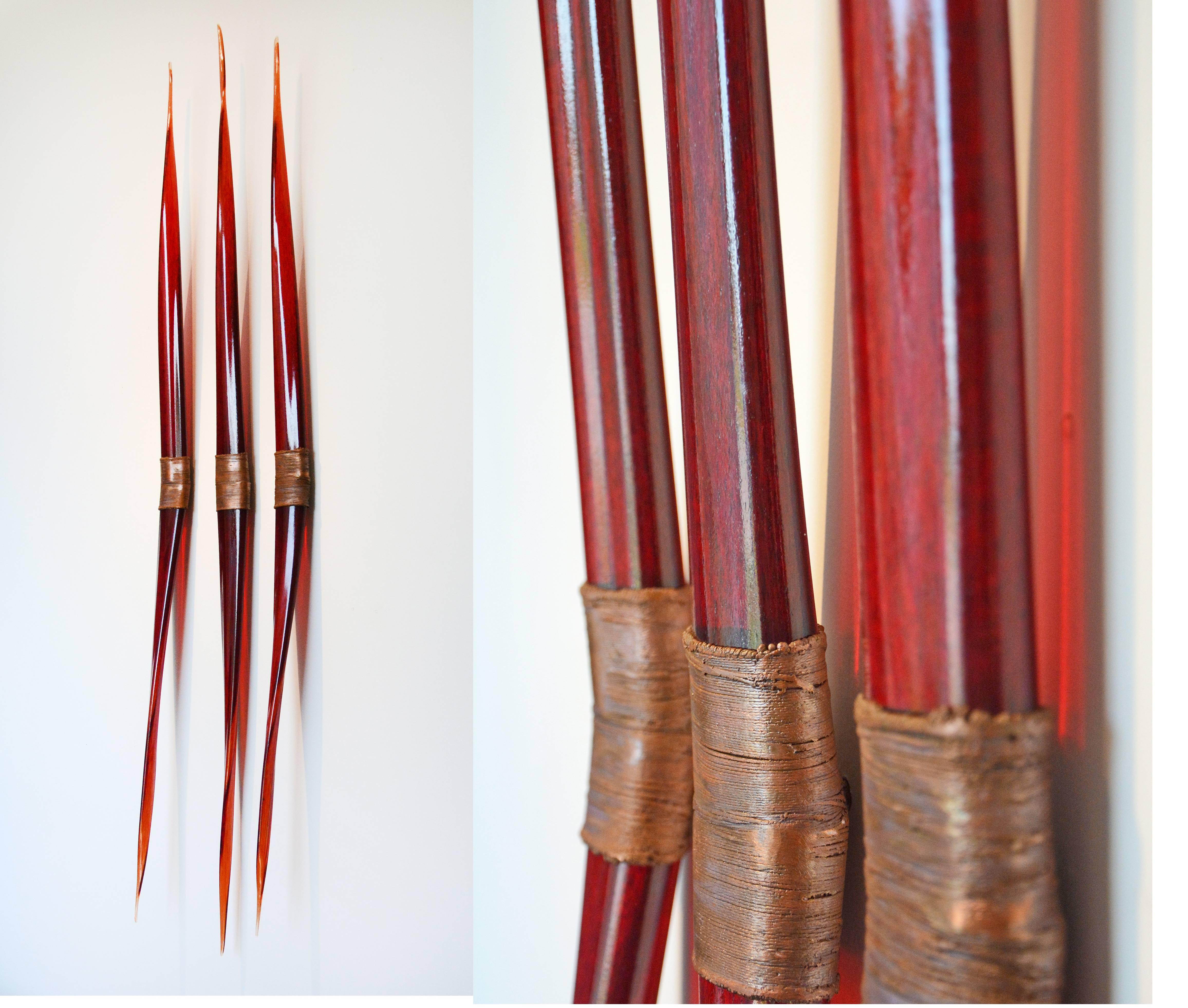 Flames - red, glass, copper, translucent, abstract wall sculpture - Sculpture by John Paul Robinson