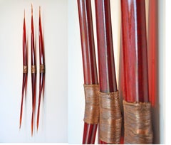 Flames - red, glass, copper, translucent, abstract wall sculpture