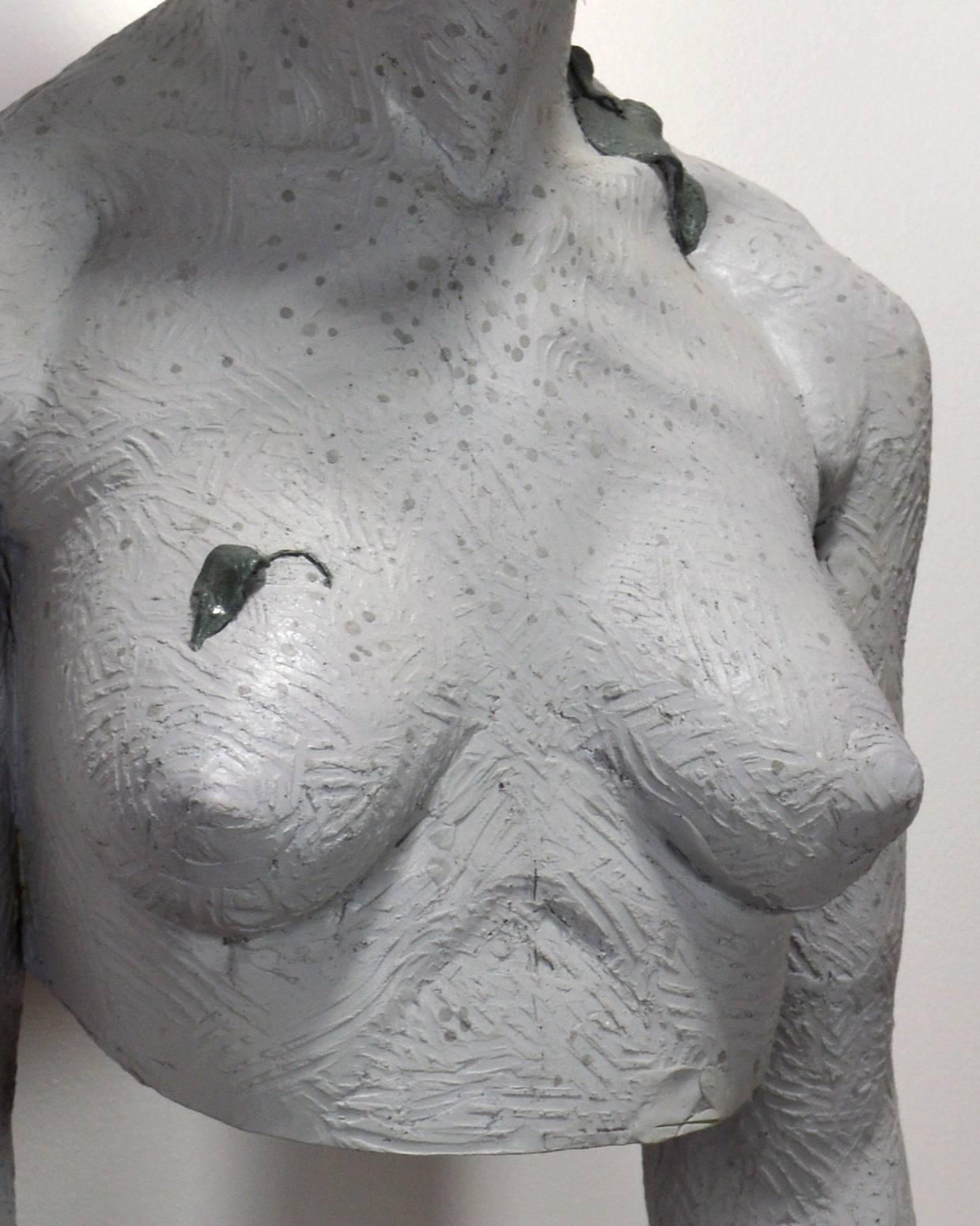 Woman Wearing Wilting Laurels - edgy, life size, nude, female, wall sculpture - Sculpture by Nicholas Crombach