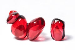 From the Earth: Emergence II - red, pomegranate, glass, still life sculpture