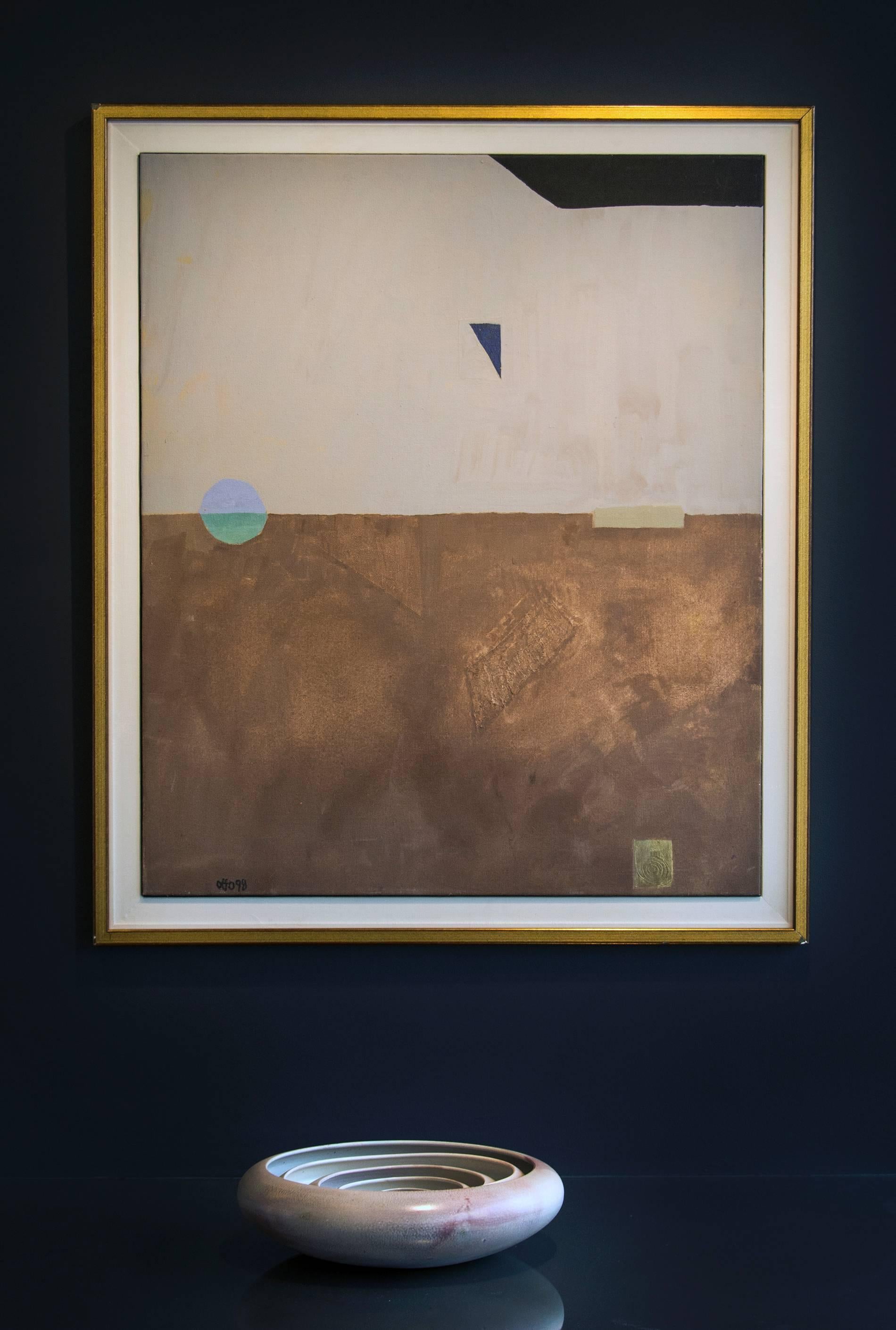 Floating Triangle With a Circle in a Landscape - Contemporary Painting by Otto Rogers