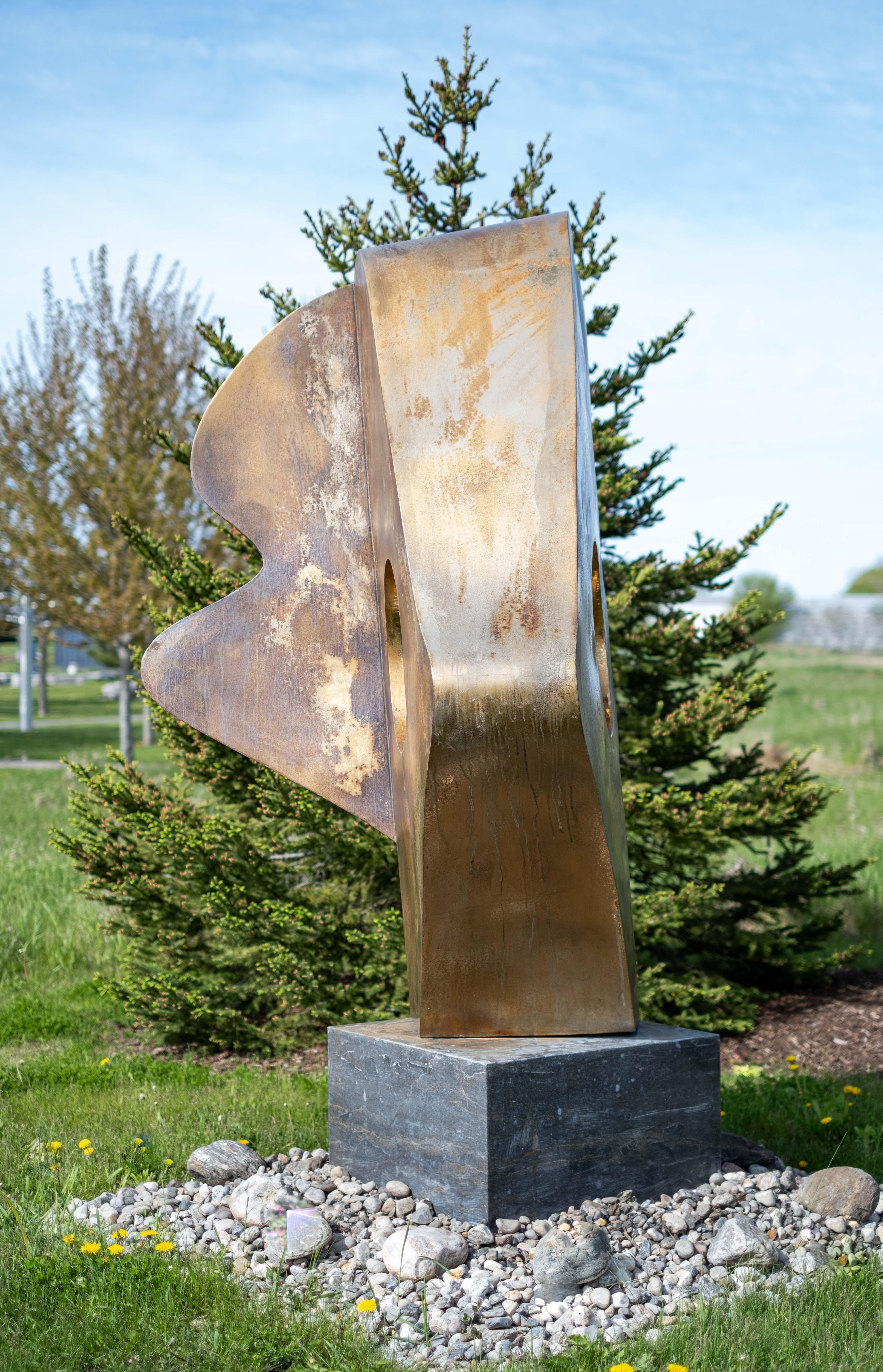 Andromeda - large, abstract, 24kt gold plated, stainless steel outdoor sculpture For Sale 1