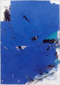 Vivid Blue No 36 - contemporain, abstrait, poussière de marbre, acrylique, cire, toile