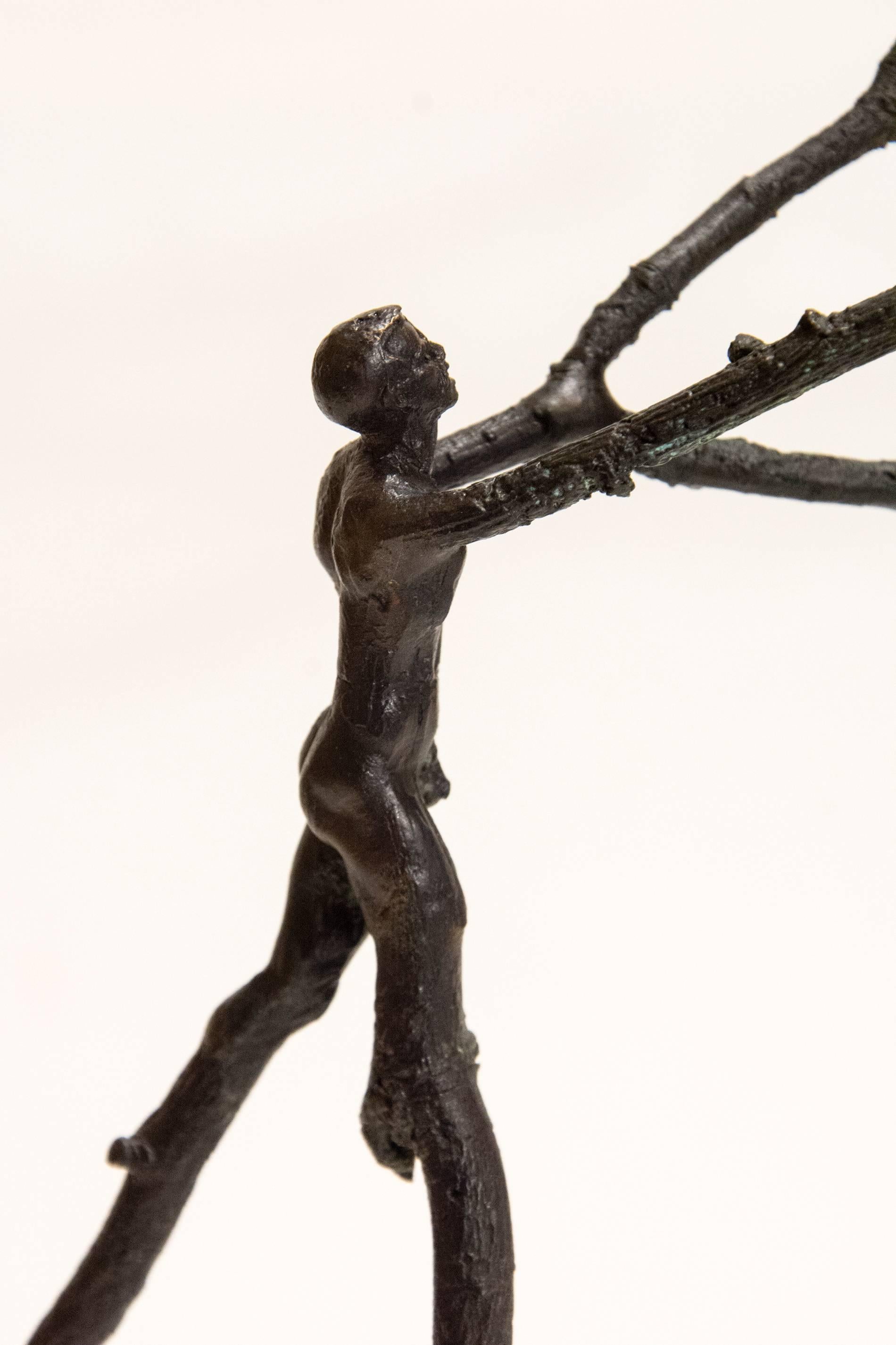 Nexus (Tree Men Series) - Gold Figurative Sculpture by Roch Smith