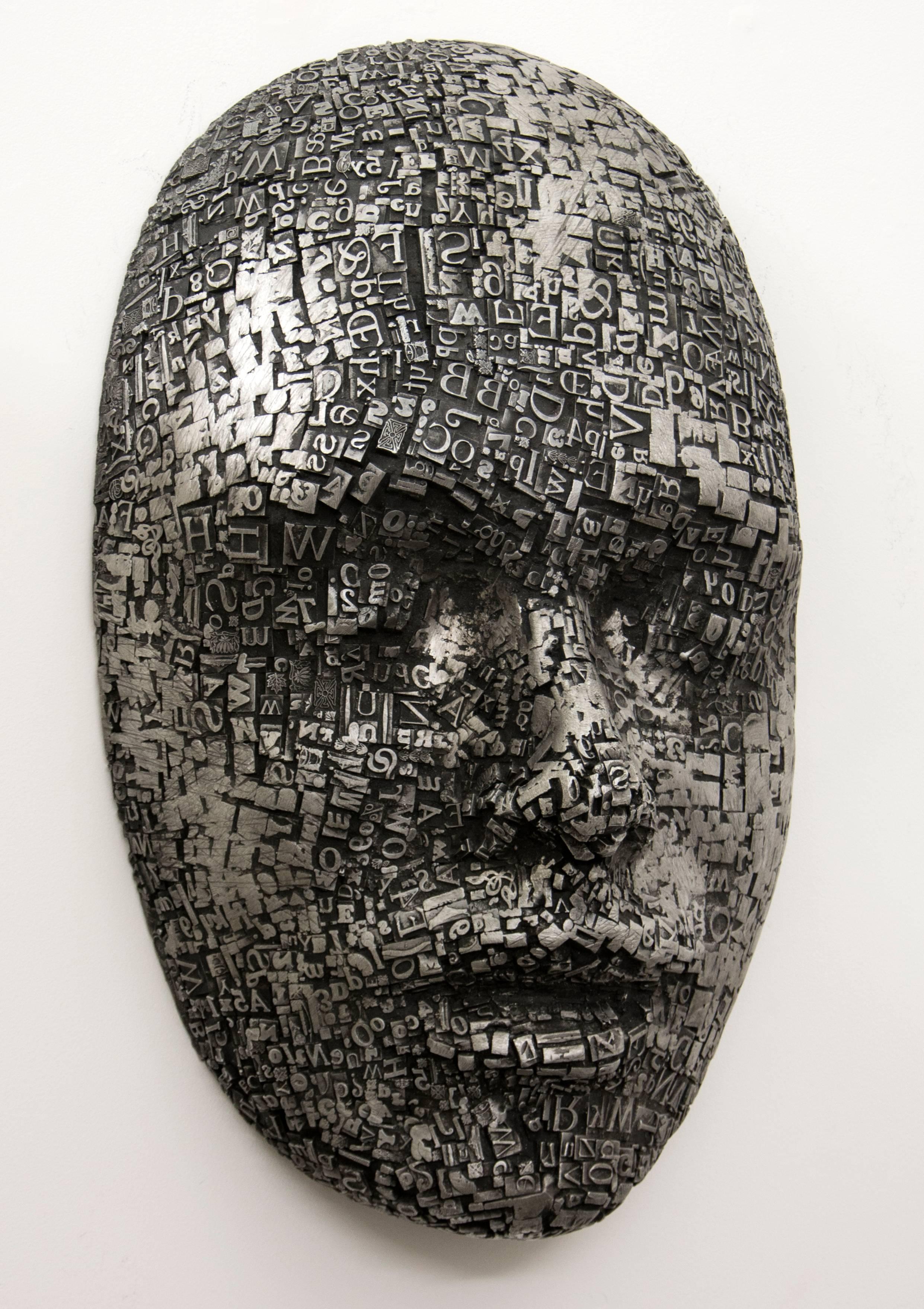 Dale Dunning Figurative Sculpture - Palimpsest 5/7 - abstract, repurposed metal, gothic, figurative wall sculpture