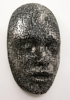 Palimpsest 2/7 - abstract, repurposed metal, gothic, figurative wall sculpture