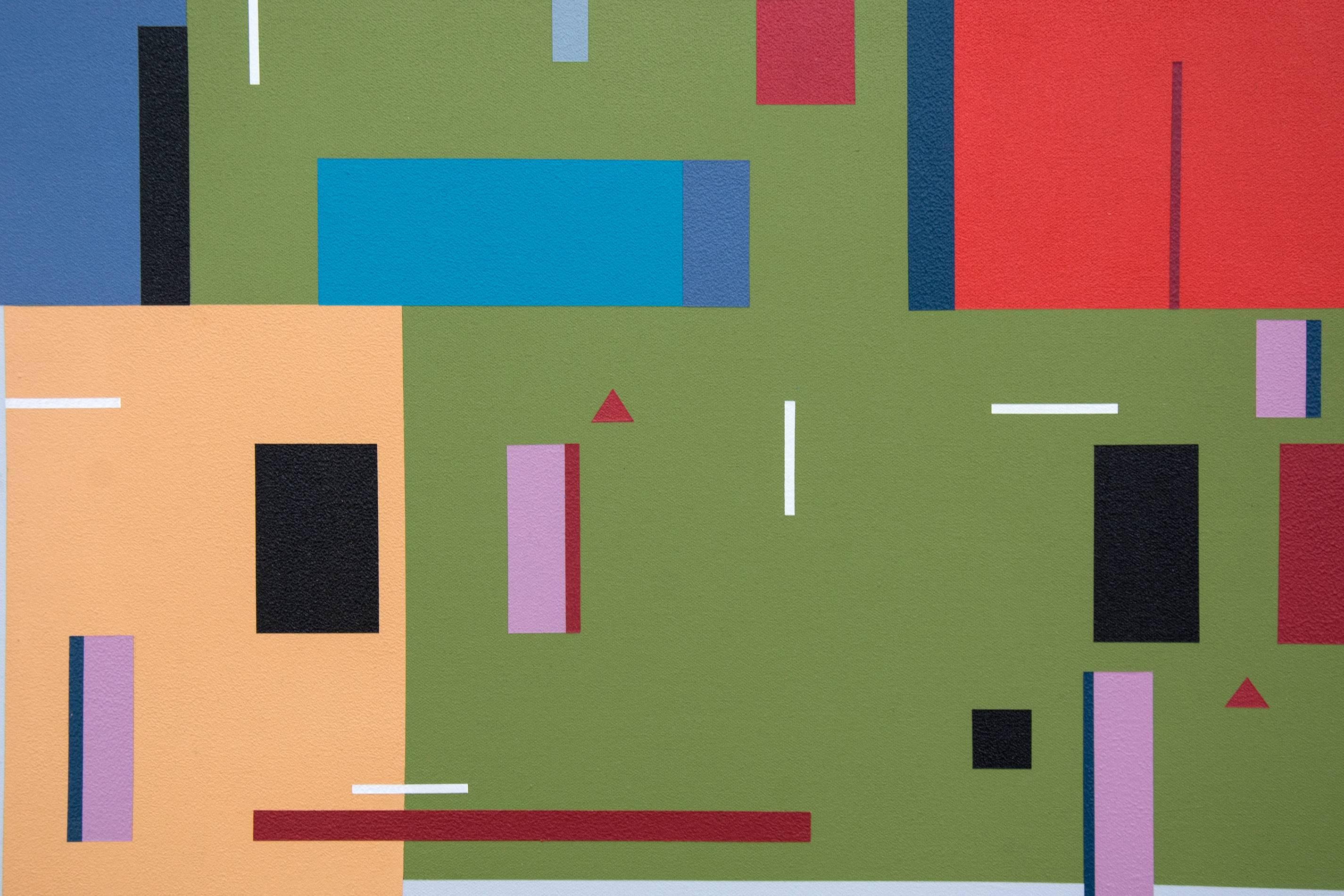 All That Jazz No 03 - bright, geometric abstraction, modernist acrylic on canvas - Painting by Burton Kramer