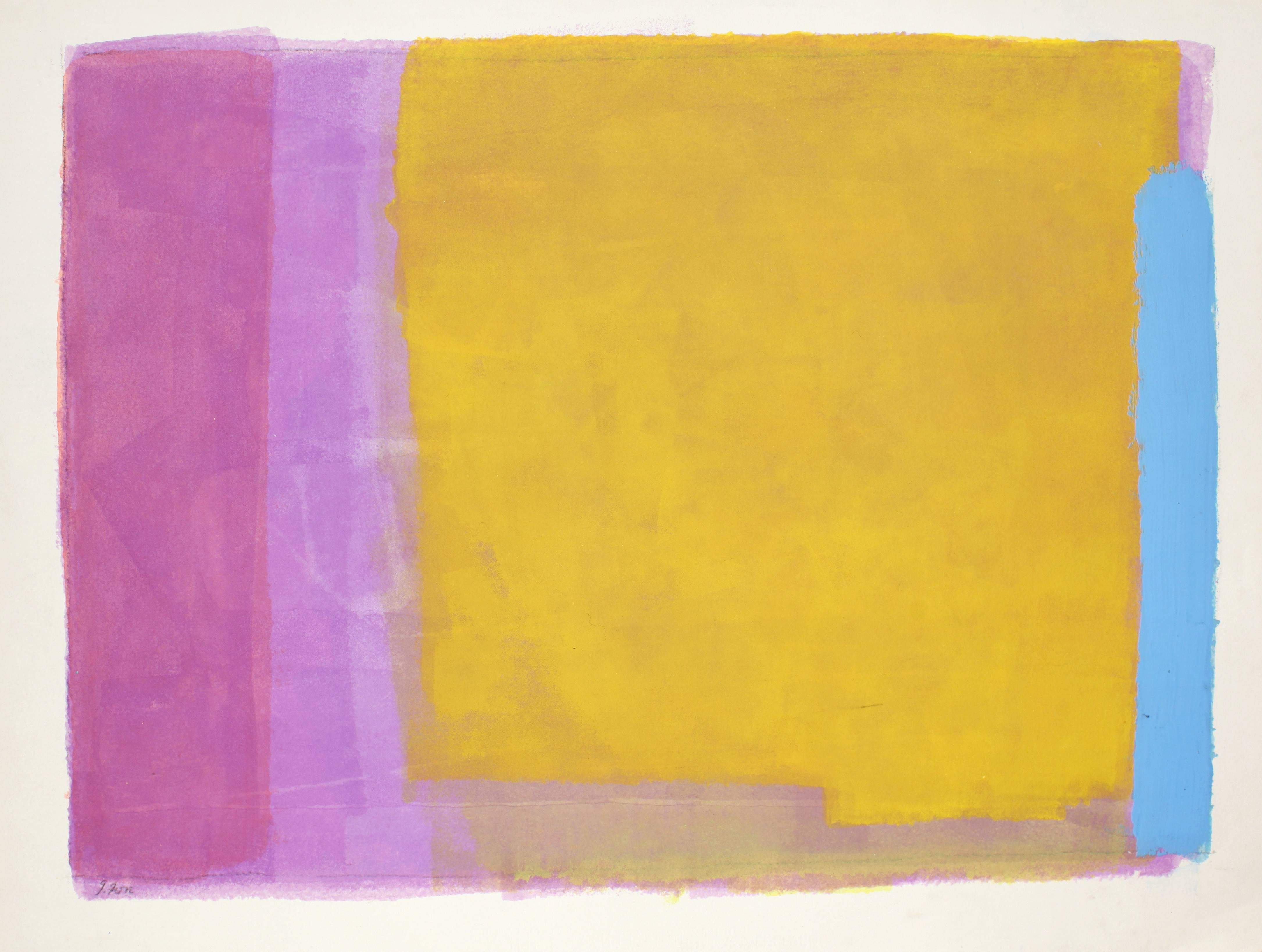 John Richard Fox Abstract Drawing - Pink, Yellow and Blue Abstraction