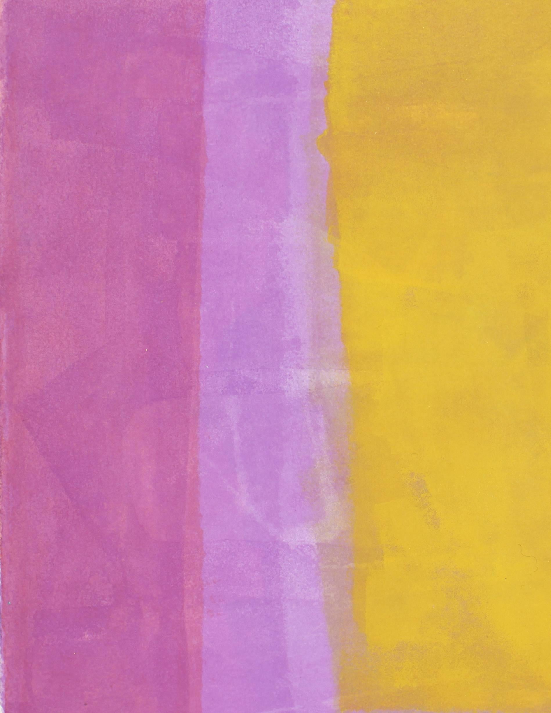 Pink, Yellow and Blue Abstraction - Purple Abstract Drawing by John Richard Fox